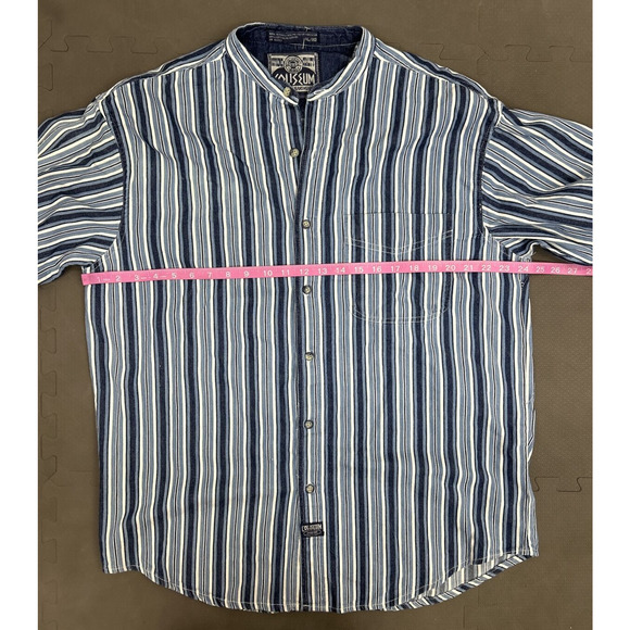 (2) Coliseum Jeans Shirt Mens XL Blue Stiped Cotton Short & Long Sleeve Y2K 90s - Picture 10 of 16